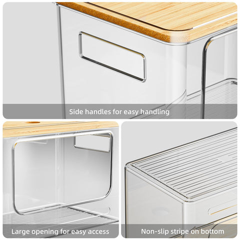 SUBEKYU kitchen daily essentials shelf on bamboo lid provides extra surface.