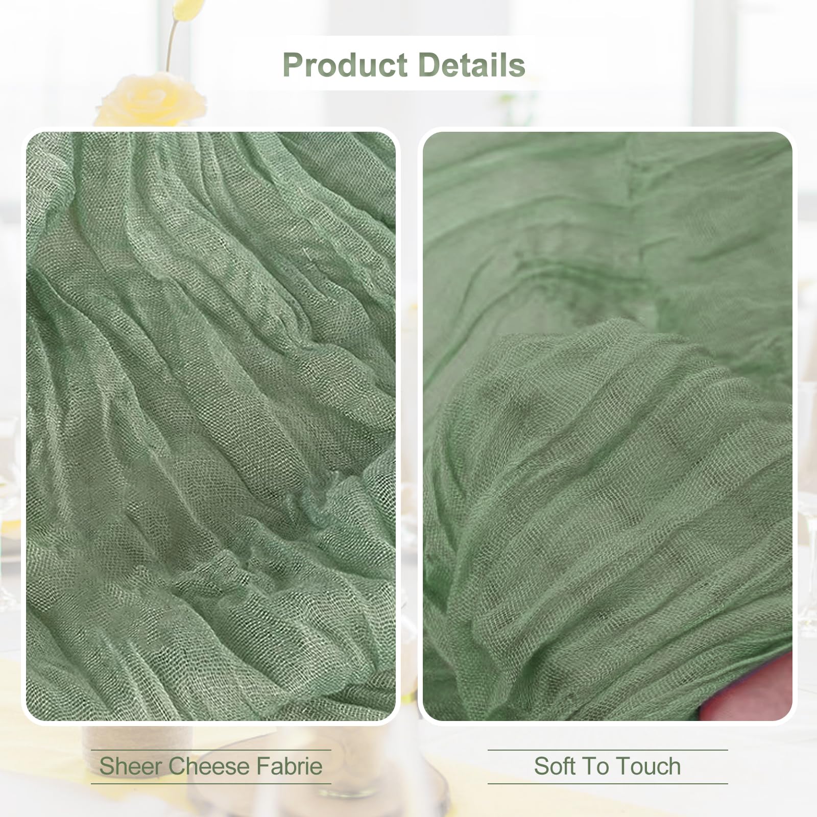 SuBleer rustic gauze texture runner adds delicate, elegant ambiance to parties