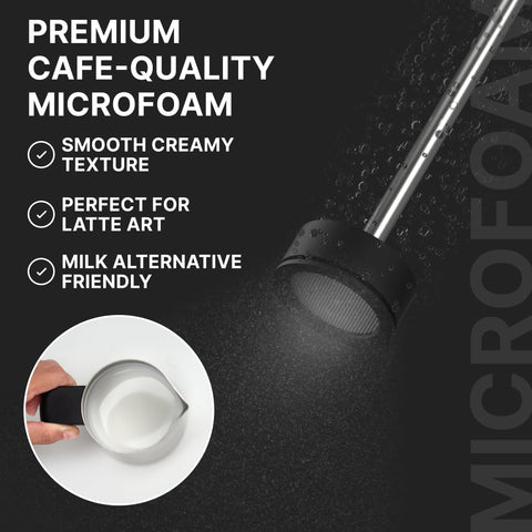 Subminimal NanoFoamer V2 digital switch enables effortless control during coffee rituals.
