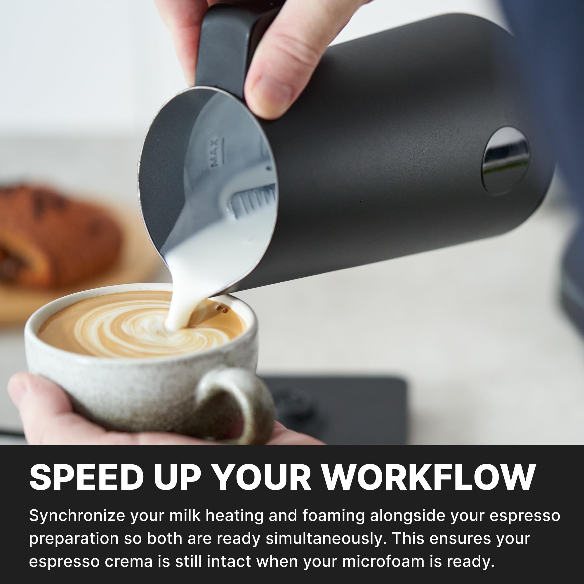 Subminimal NanoFoamer Gen-2 foams milk in 1–2 minutes for quick drinks.