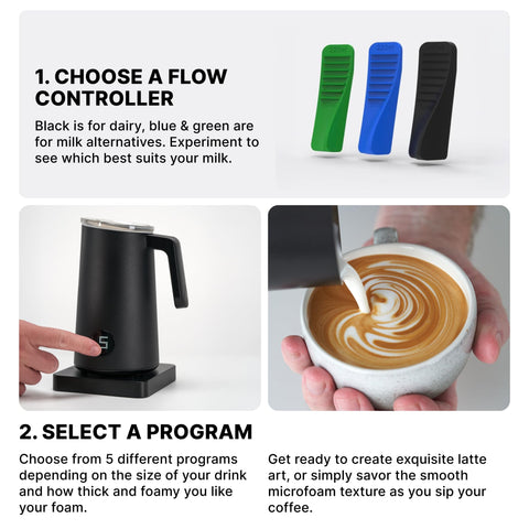 Subminimal NanoFoamer Gen-2 compact kitchen gadget beside a coffee setup.