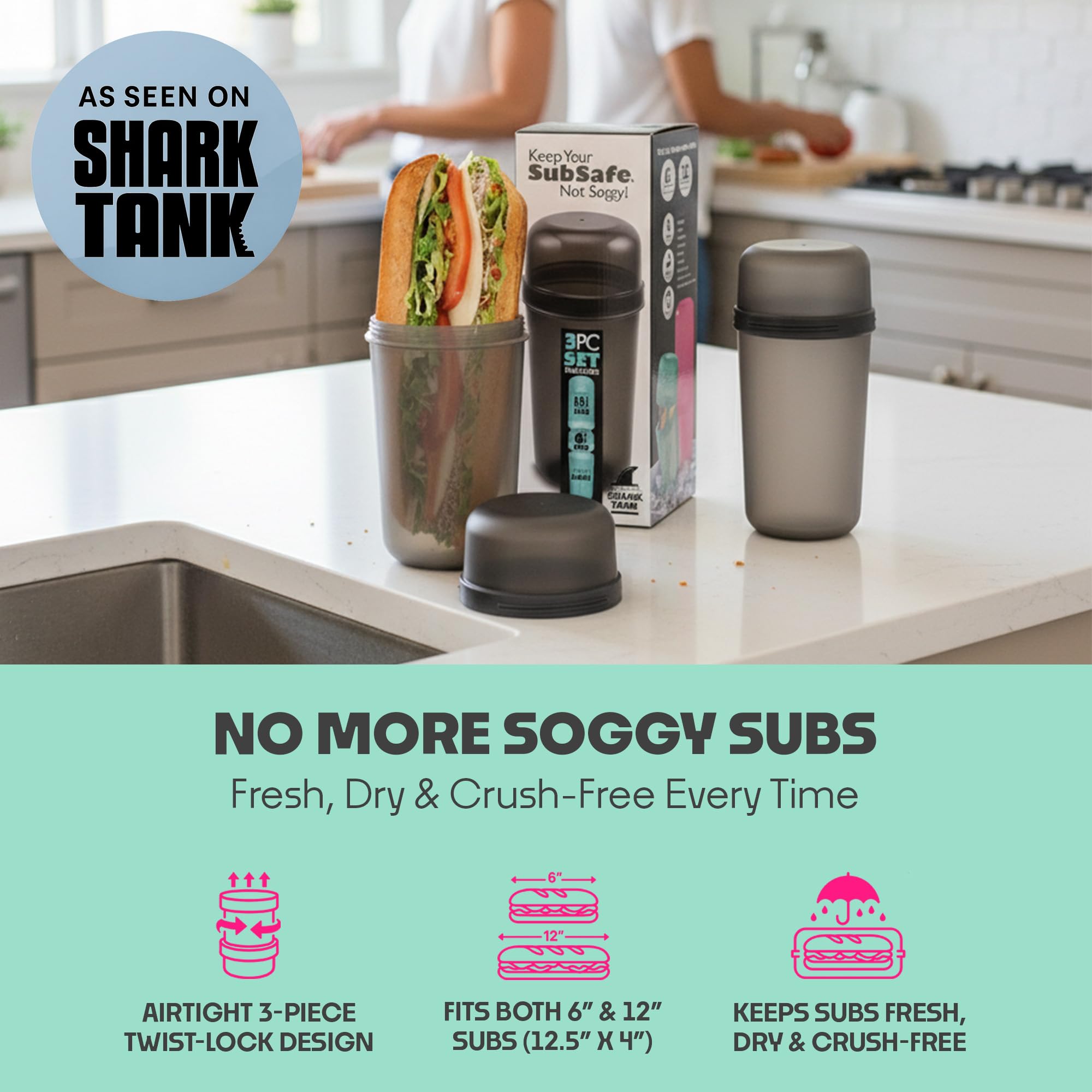 SubSafe waterproof, durable construction protects food during adventures