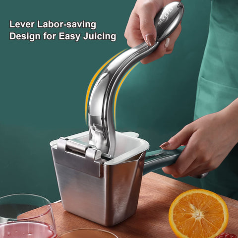 SUCCFLY ergonomic-handle citrus press reduces effort during juicing.