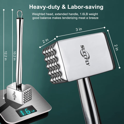 SUCCFLY weighted head and balance support precise meat flattening.