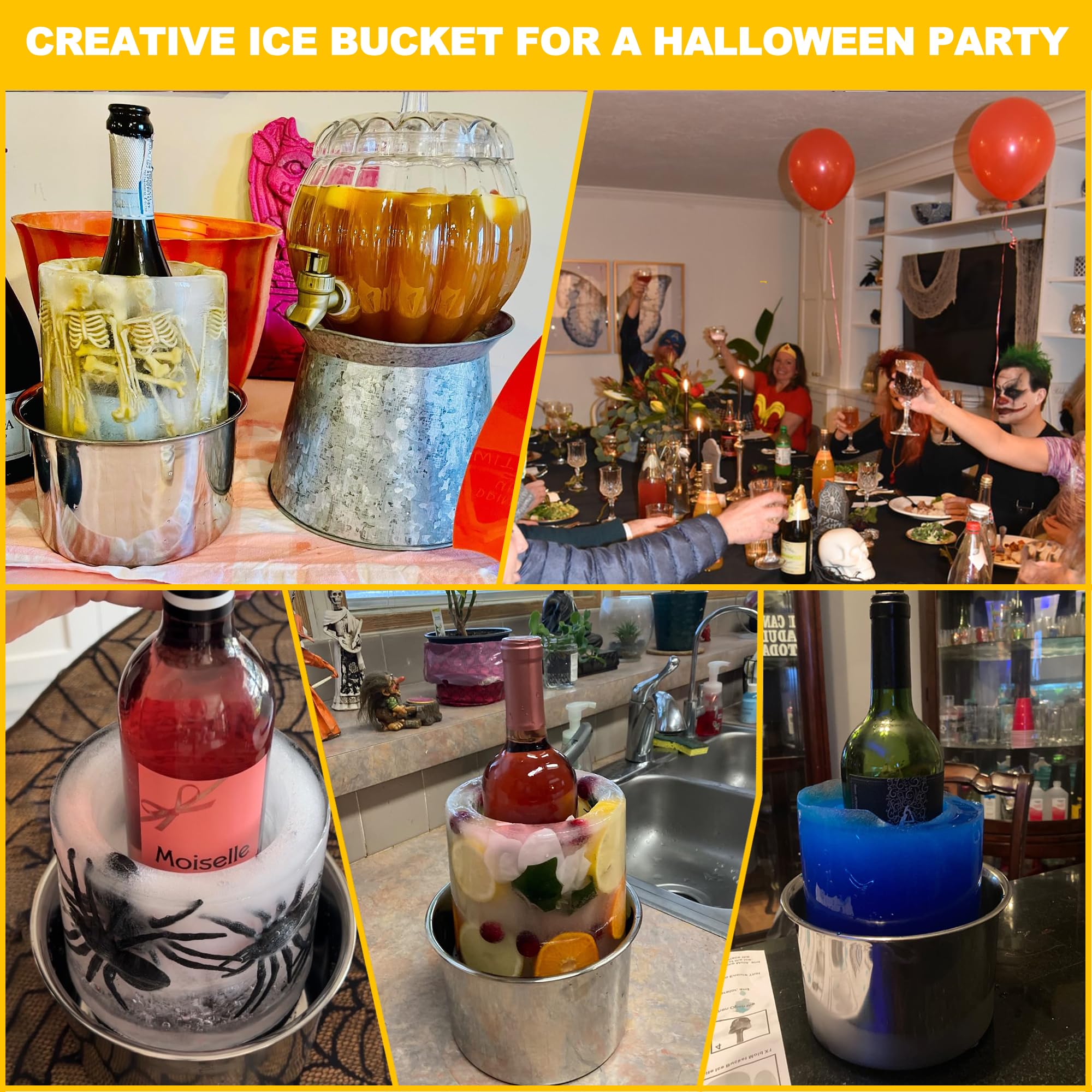 SUchict champagne-mold-diy-cooler allows colorful customization for festive gatherings.