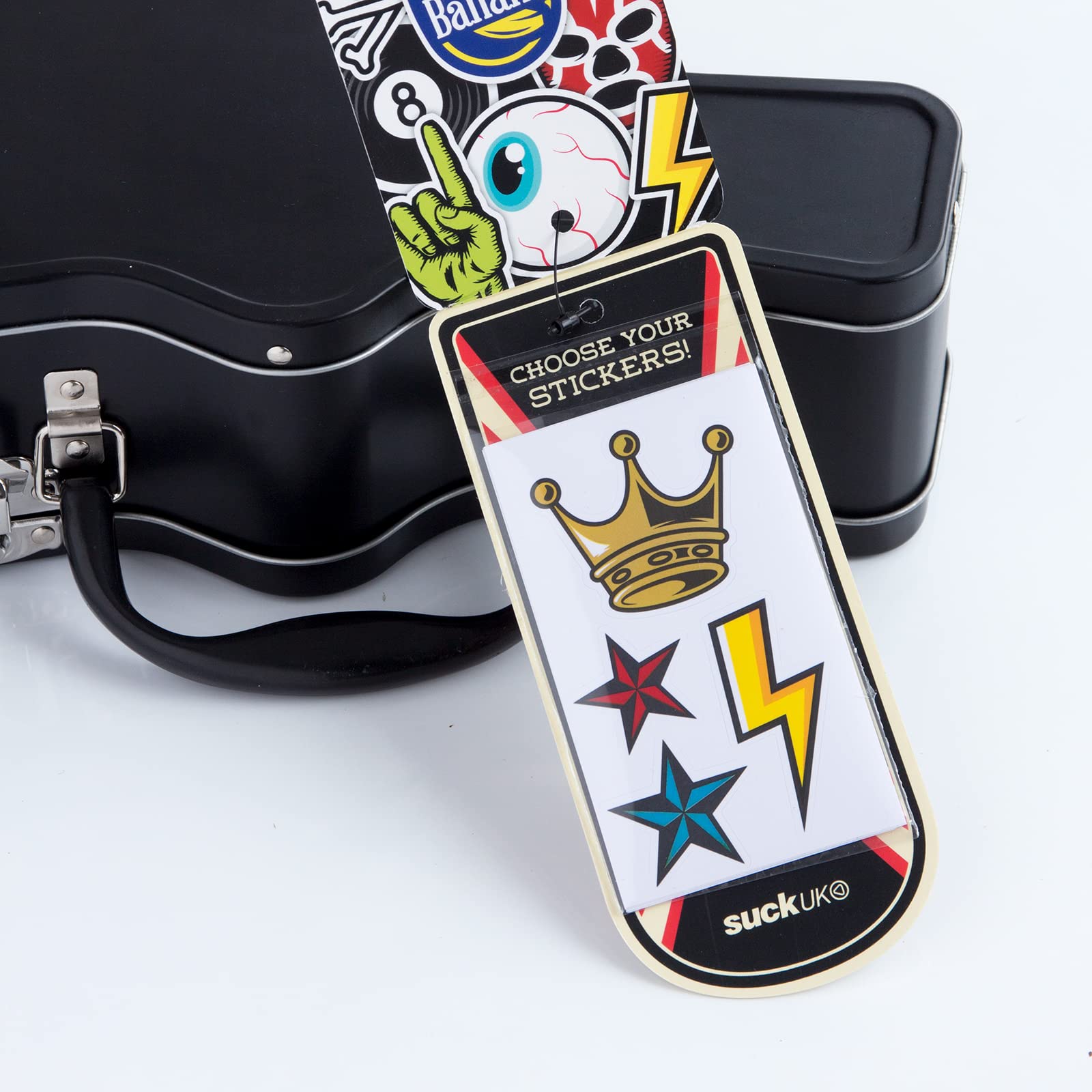 Suck UK guitar lunch box interior metal finish confirms durable construction.