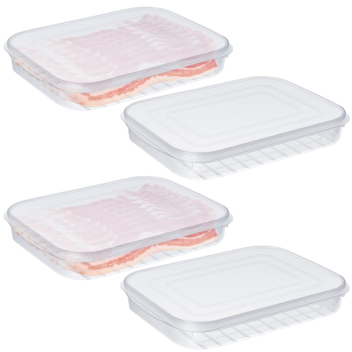 Suclain 4-piece bacon keeper set keeps deli slices fresh with airtight lids.