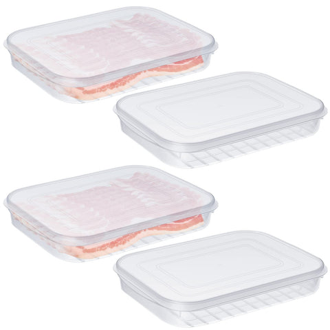 Suclain 4-piece bacon keeper set keeps deli slices fresh with airtight lids.