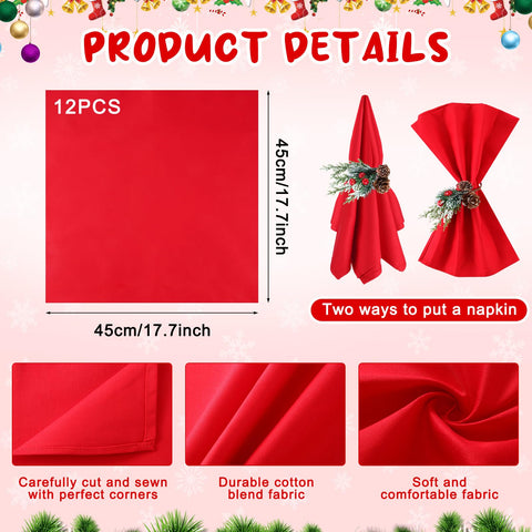 Suclain red cloth napkins 45x45 cm for soft, durable holiday dining