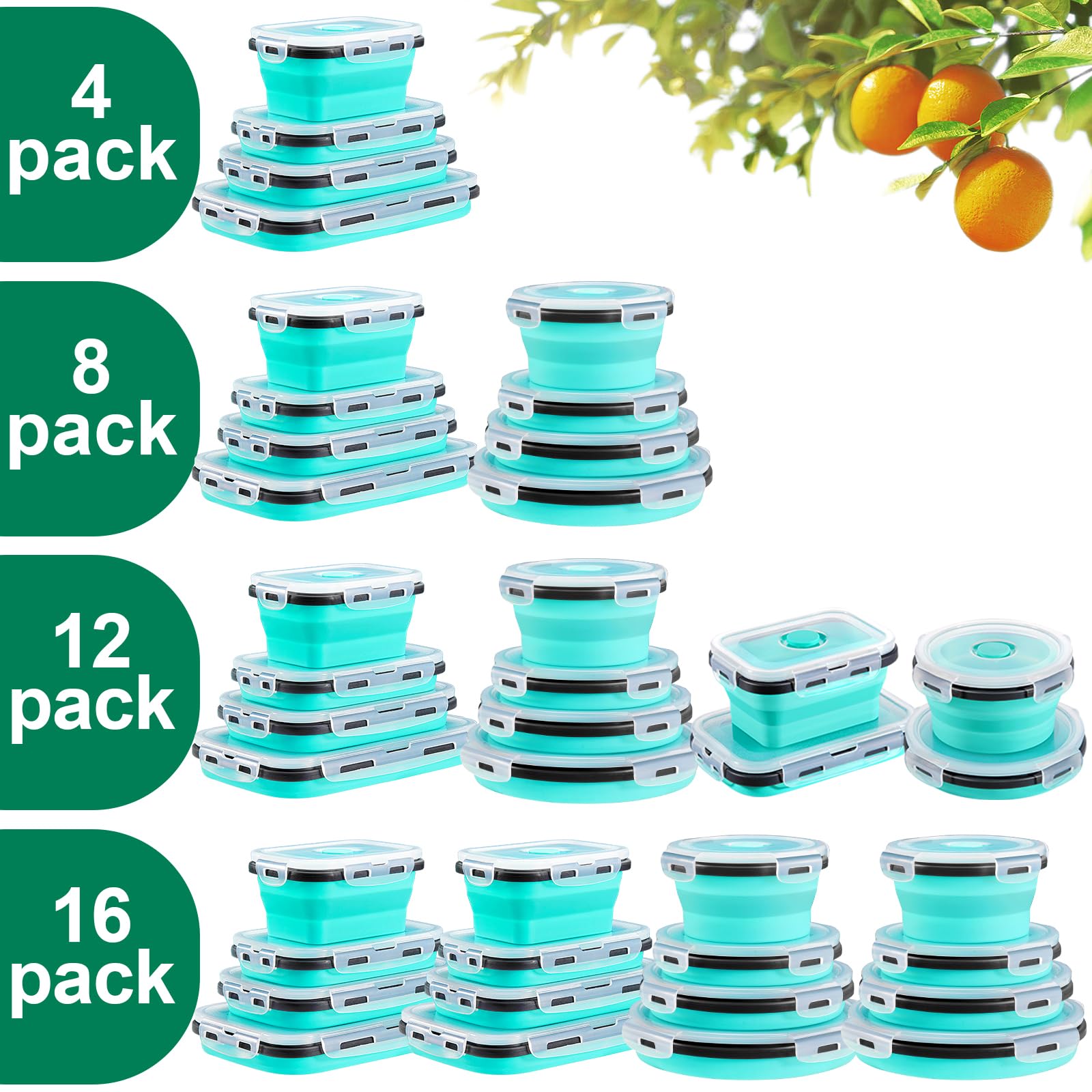 Sudaya 17oz collapsible container with lid for school lunches