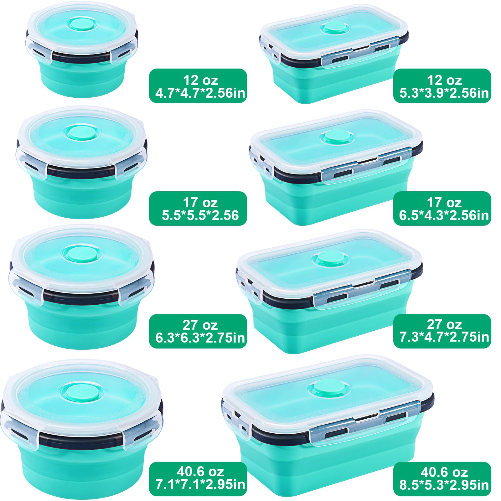 Sudaya 27oz collapsible container with lid for leftovers