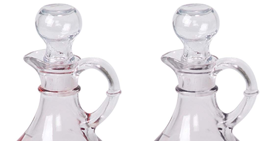 Sudbury glass cruet set, 6 1/2 inches tall, fits neatly on tables or altars.