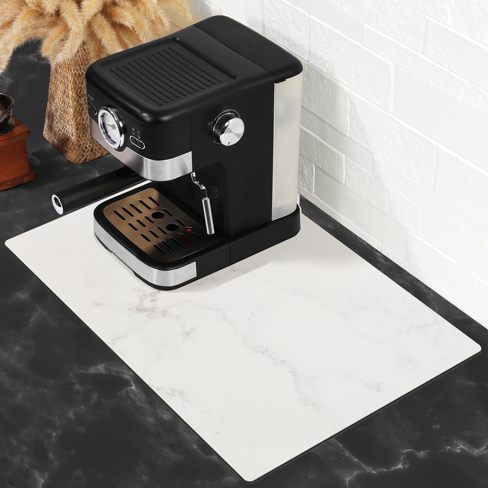 SUEH DESIGN coffee mat prevents drips from reaching counters