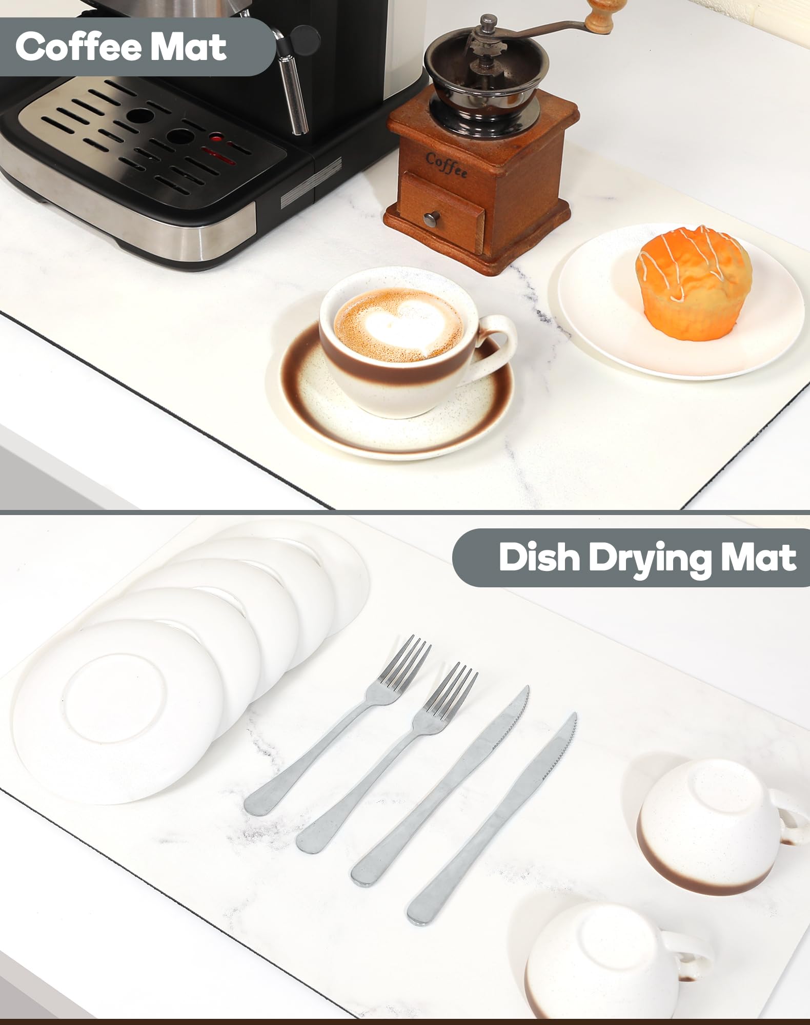 SUEH DESIGN marble-white coffee mat adds a stylish touch
