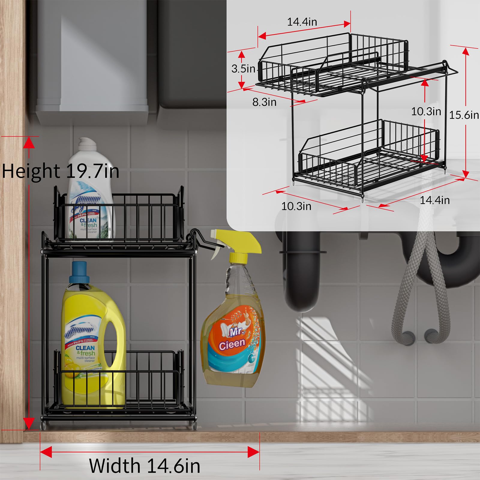 SUEH DESIGN under-sink organizer with sliding drawers for easy access
