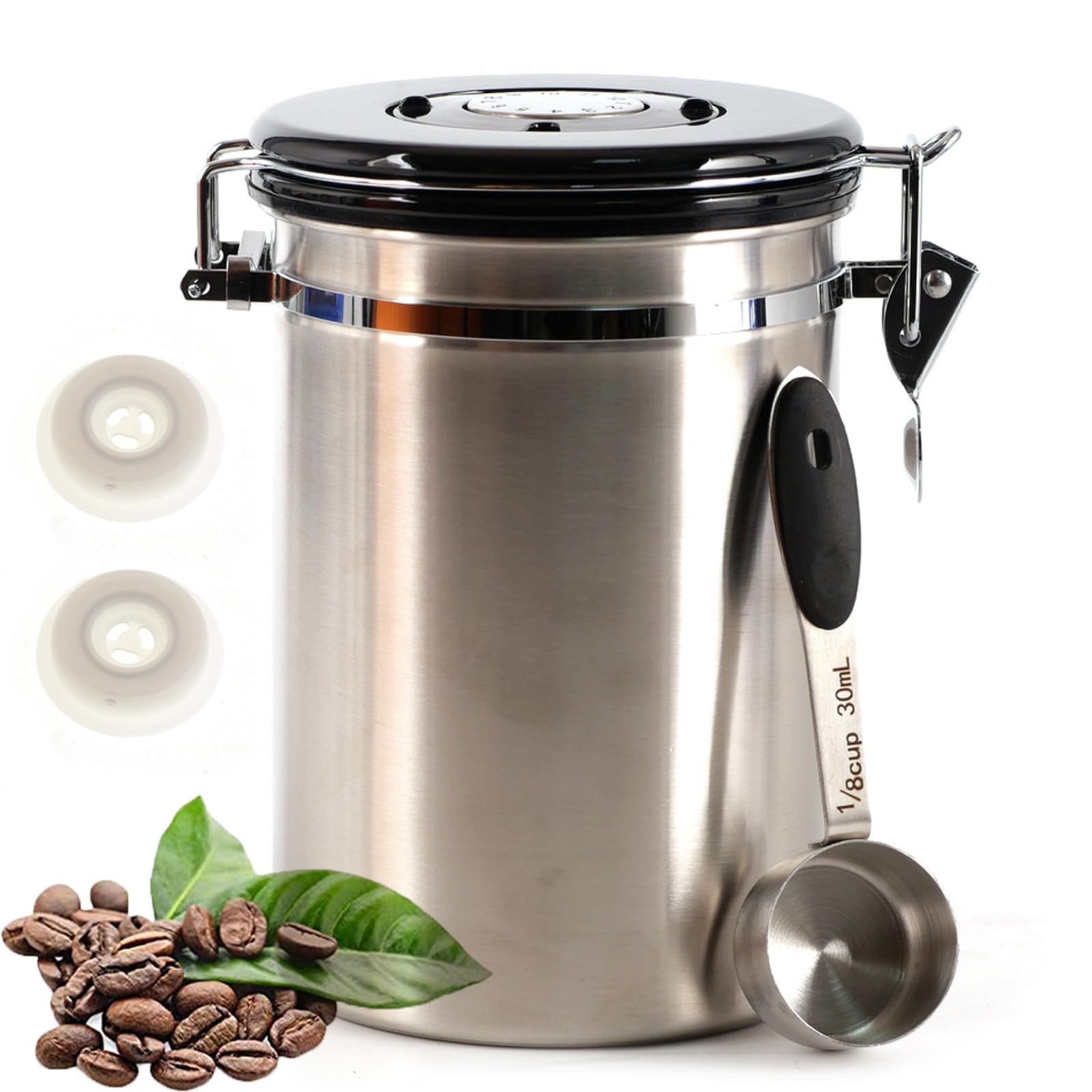 SUEIANNMN canister lid open interior highlights silicone seal for freshness