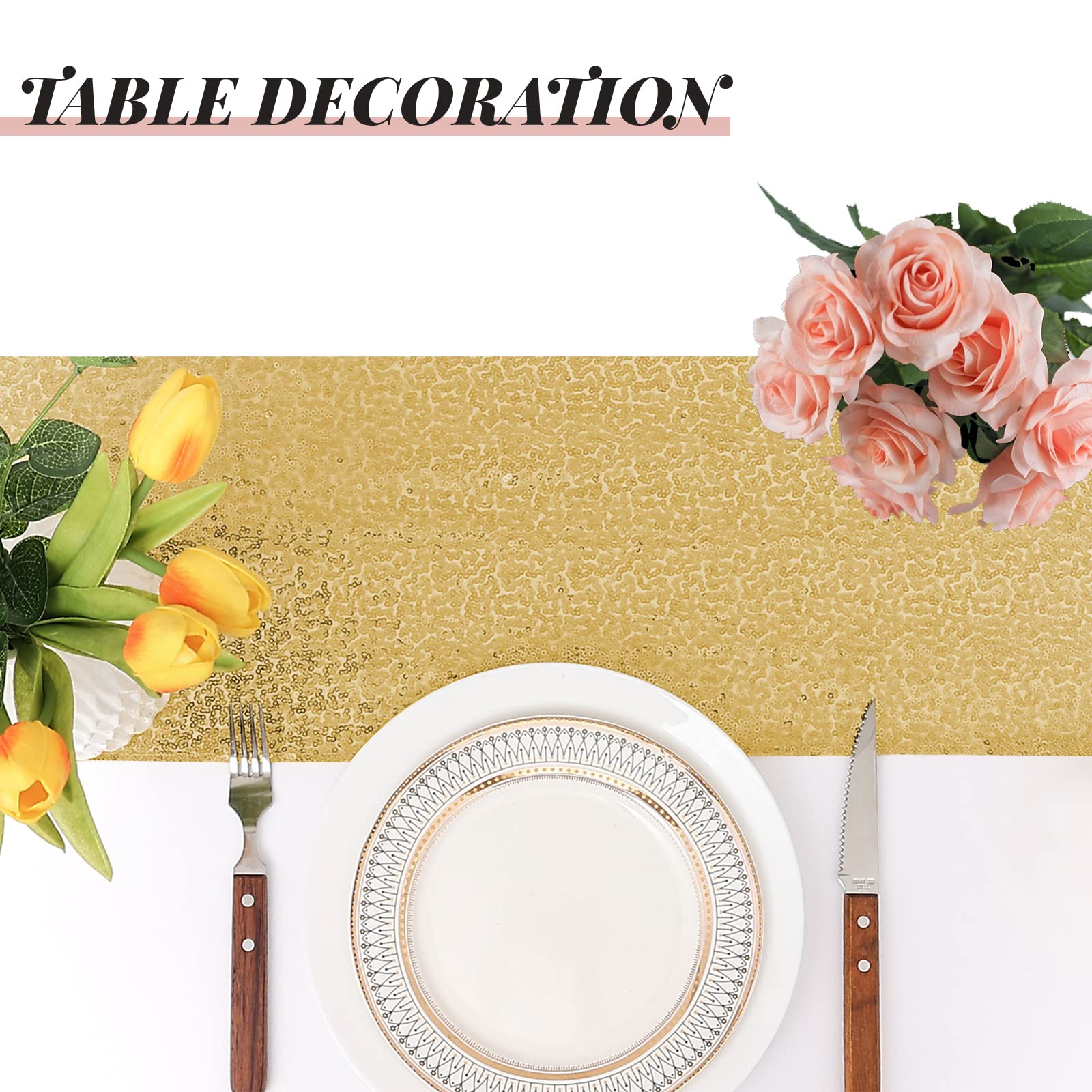 Sugargirl sequin table runner edge finish detail for neat look