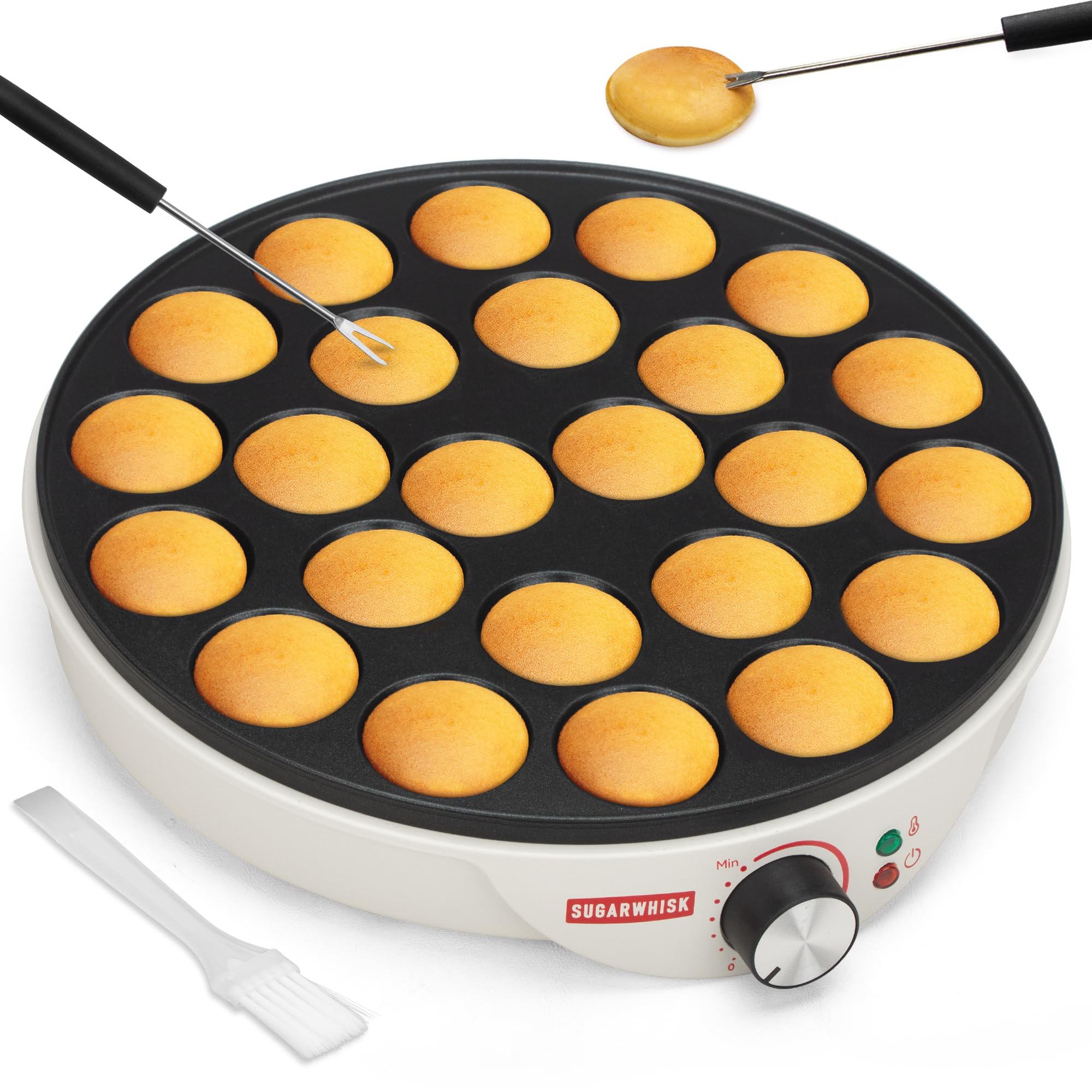 SugarWhisk 24-slot mini pancakes maker front view for quick crowd-pleasing breakfasts