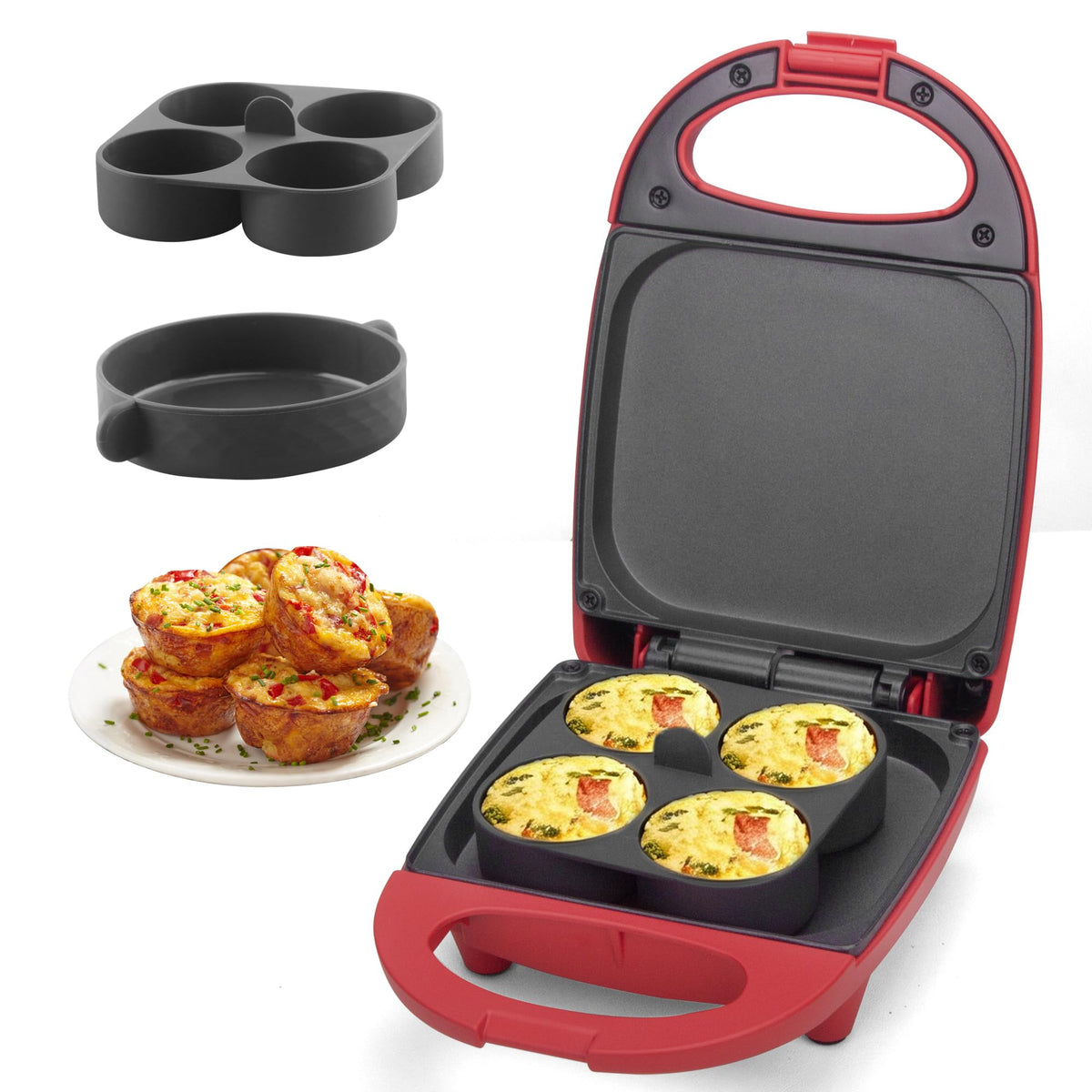SugarWhisk egg bite maker red front view for quick breakfasts