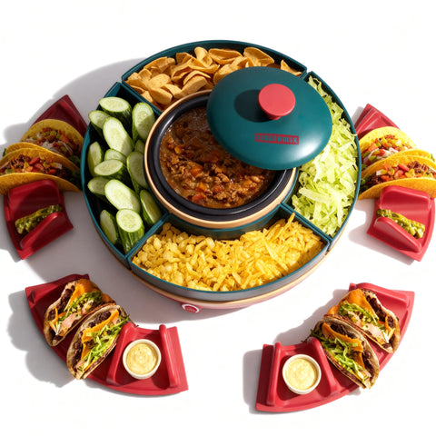 SugarWhisk Lazy Susan Taco Bar with rotating compartments for easy topping customization
