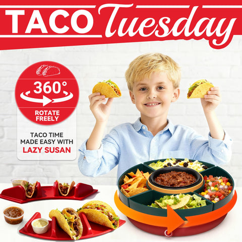 SugarWhisk Lazy Susan Taco Bar warming pot keeps fillings hot during serve