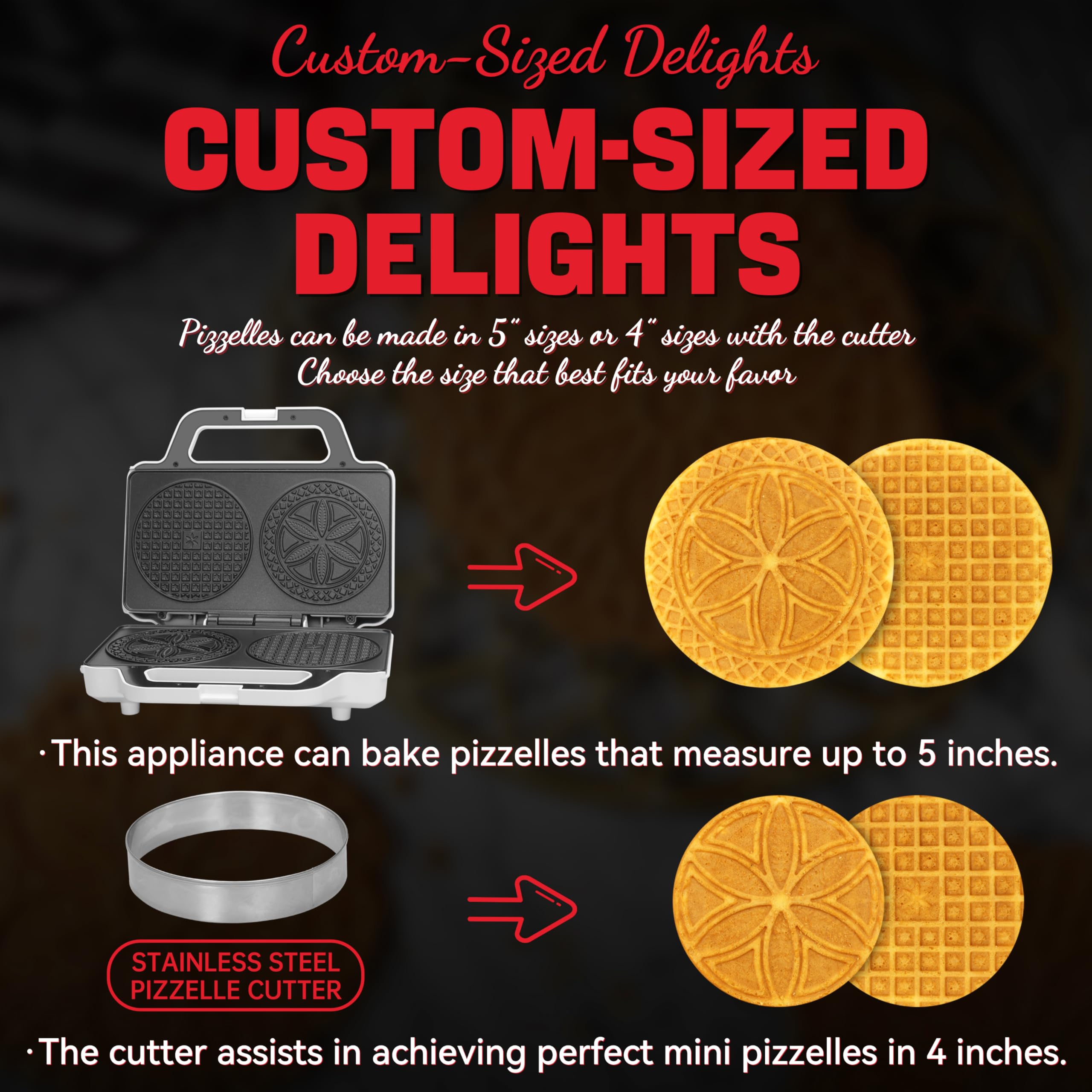 SugarWhisk Pizzelle Maker Electric even-heat design browns evenly