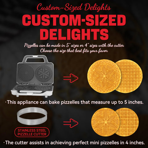 SugarWhisk Pizzelle Maker Electric even-heat design browns evenly