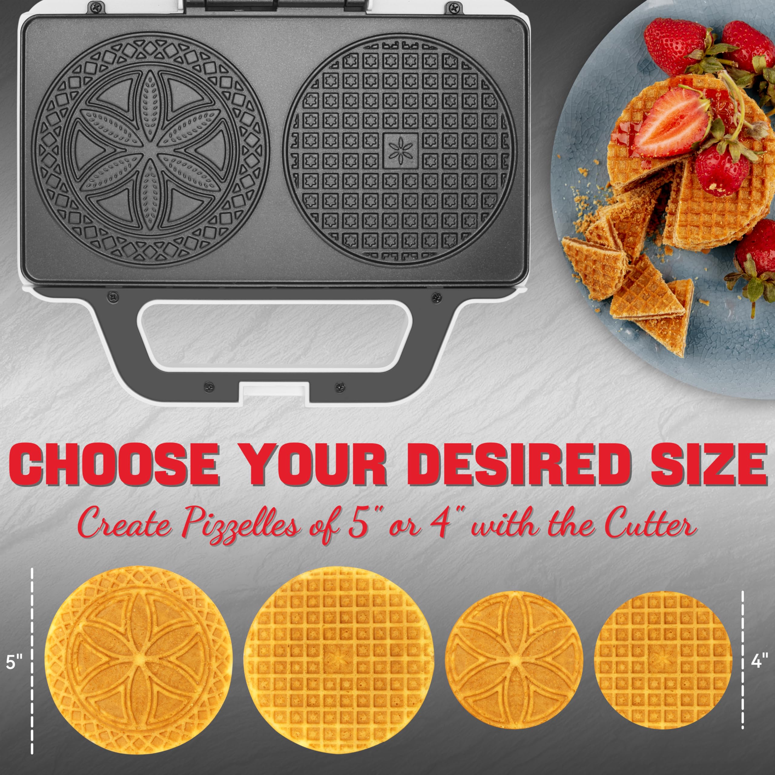 SugarWhisk Pizzelle Maker Electric nonstick plates ease of release and cleaning
