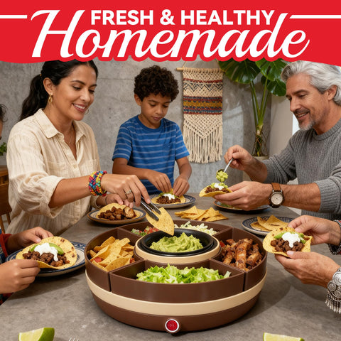 SugarWhisk taco bar is dishwasher-safe for easy cleanup after hosting