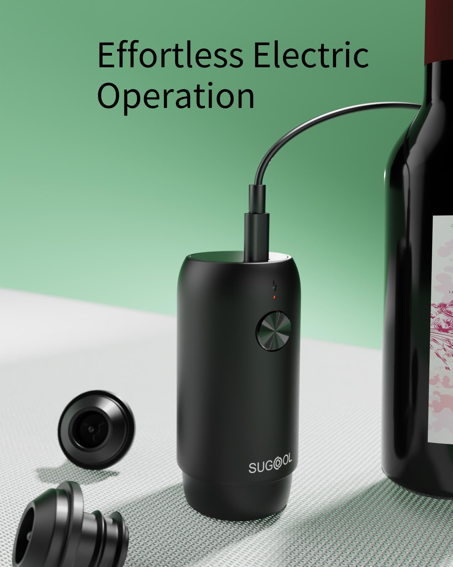 SUGOOL rechargeable wine preserver keeps wine fresh between pours.