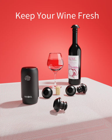 SUGOOL vacuum wine stopper in action sealing the bottle.