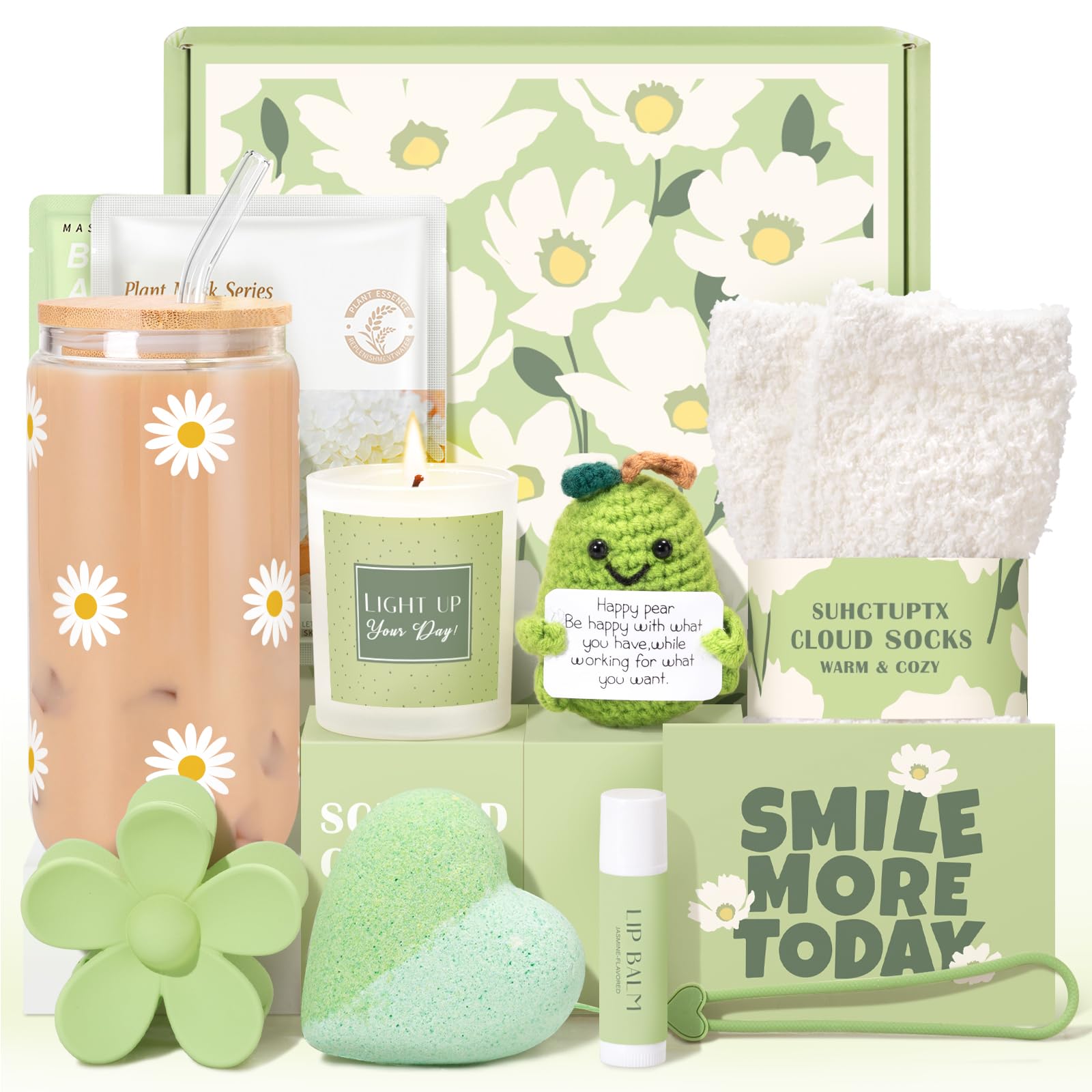 Suhctuptx daisy glass cup adds cheerful color to her daily routine.