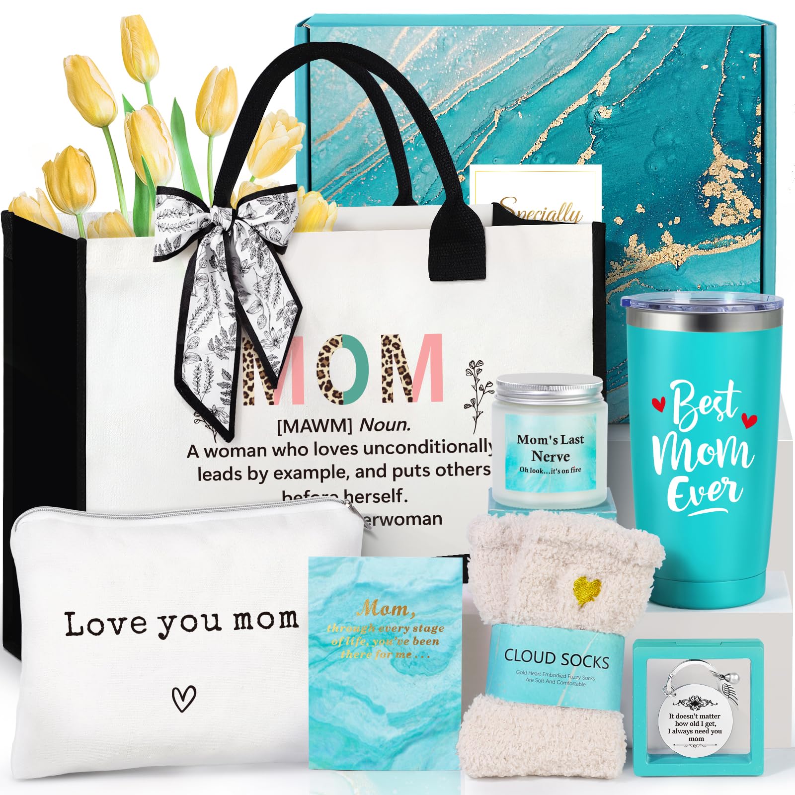 Suhctuptx Mom Gift Set tote bag, durable canvas for daily errands and stylish family outings.