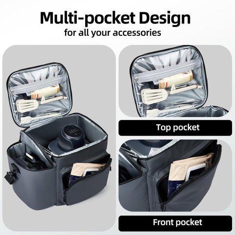 SUITMAT bag features zippers for quick access and spill protection.