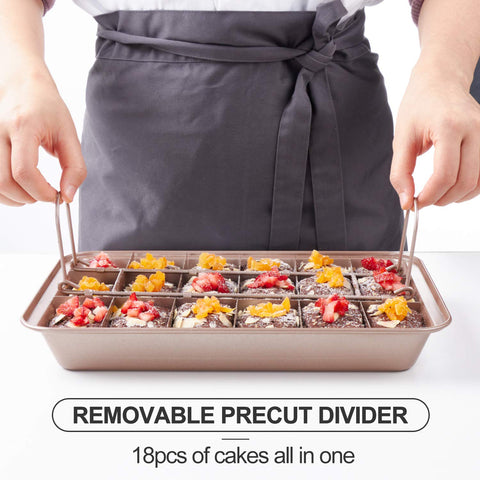 Dishwasher-safe SUJUDE brownie pan made from durable carbon steel.