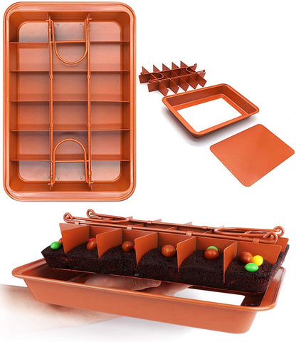SUJUDE brownie pan with dividers for even edge-to-edge baking