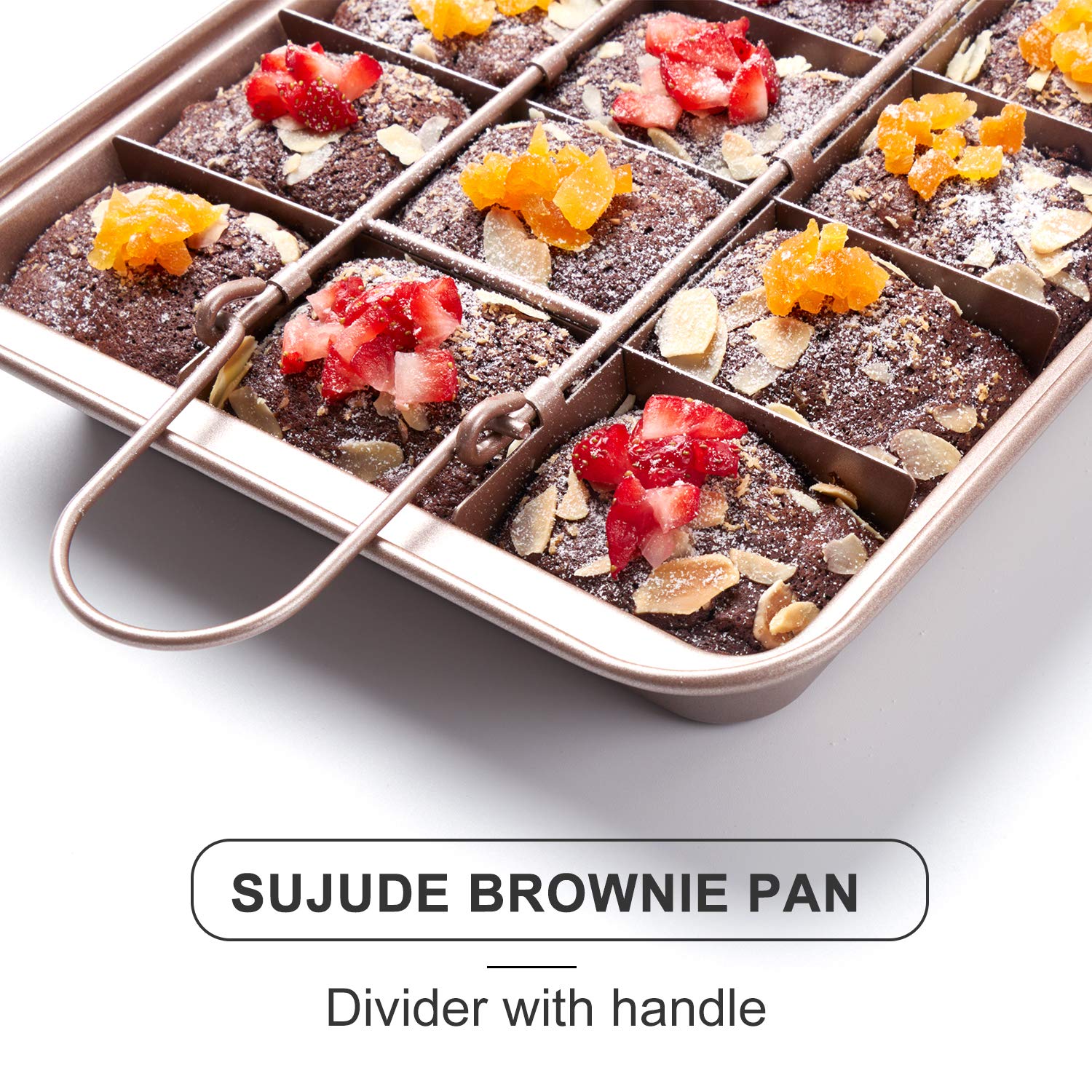 SUJUDE brownie pan with nonstick coating for easy release.