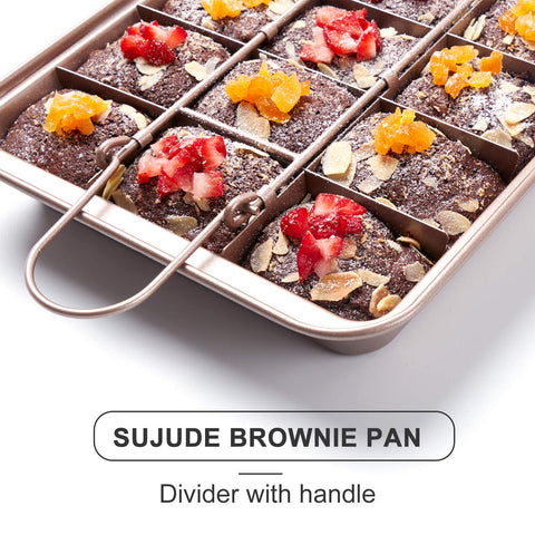 SUJUDE brownie pan with nonstick coating for easy release.