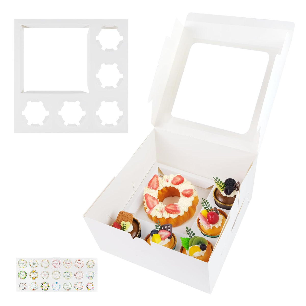 Sukaswi Bento box with clear window showing cupcakes for easy display.