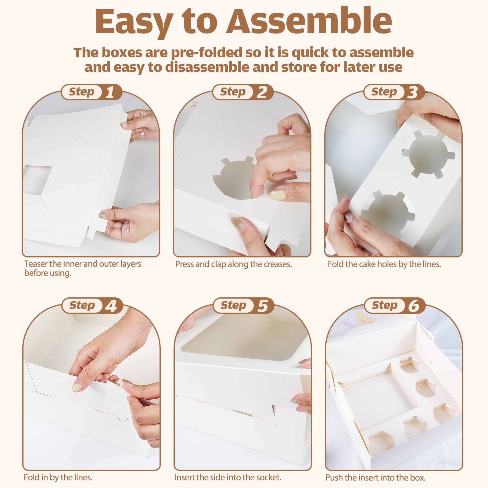 Sukaswi five-pack cupcake boxes with inserts and stickers for organization.