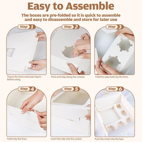 Sukaswi five-pack cupcake boxes with inserts and stickers for organization.