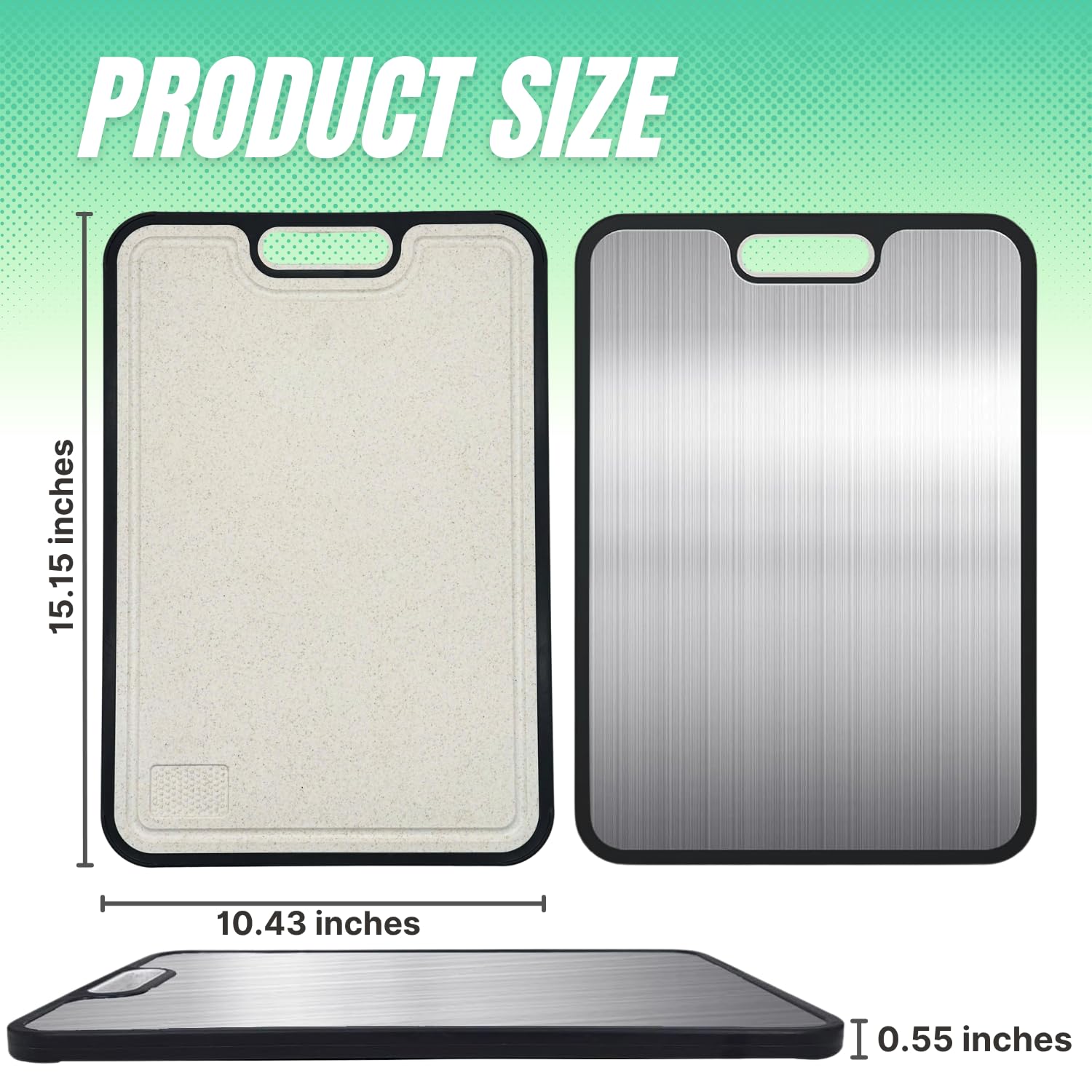 SULANDI titanium cutting board side view highlighting dual surfaces