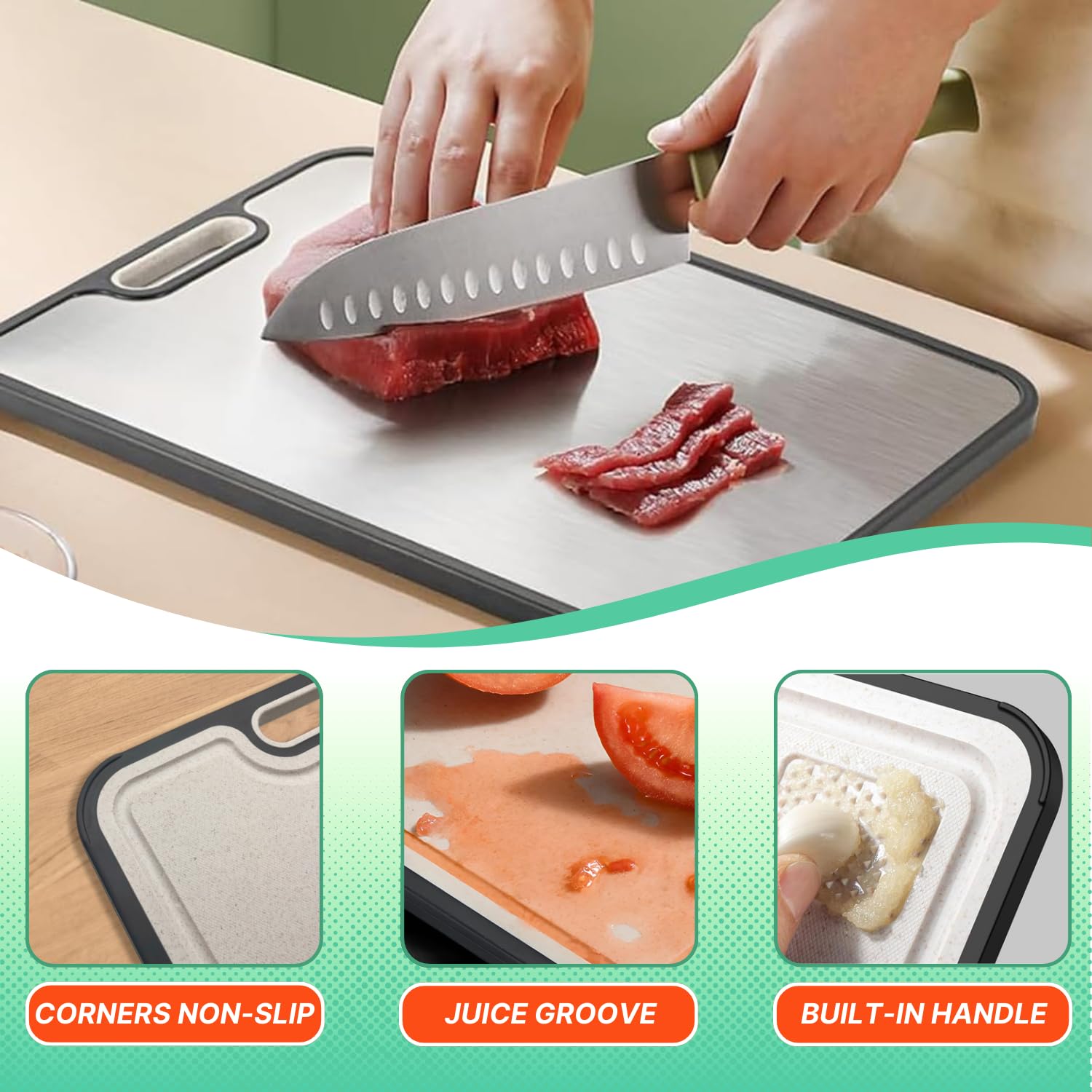 SULANDI titanium cutting board resists knife marks and stains