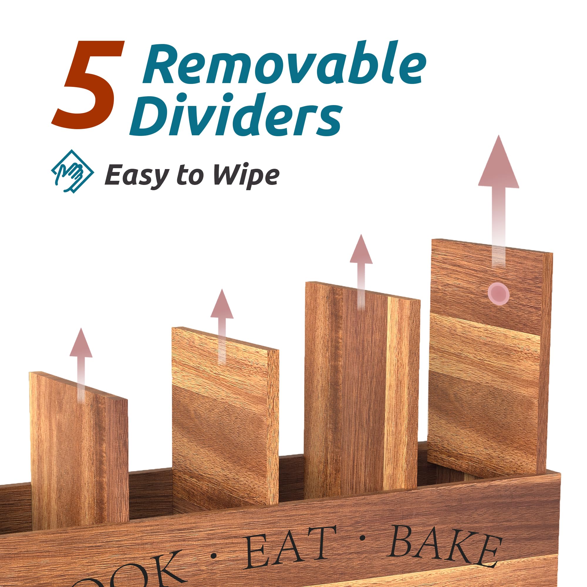 Suli Acacia Wood Utensil Holder versatile storage for spatulas, spoons, knives.