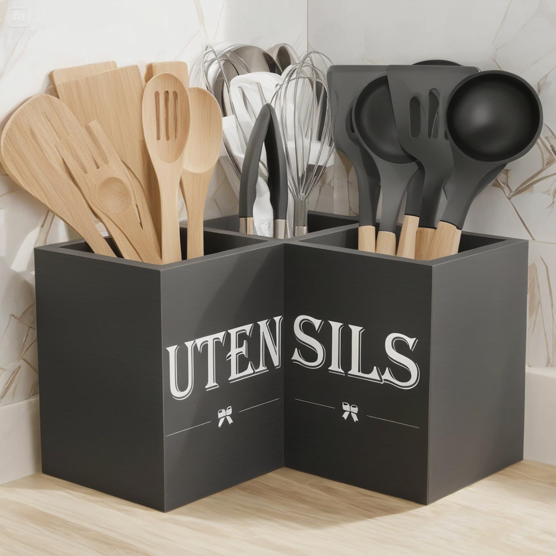 Suli countertop organizer supports easy access to everyday utensils