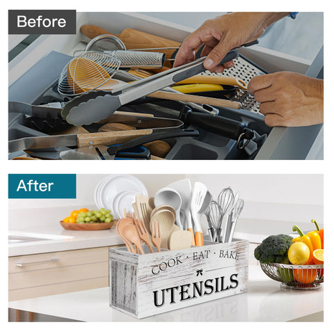 Suli utensil holder with removable middle divider for easy cleaning and reorganization