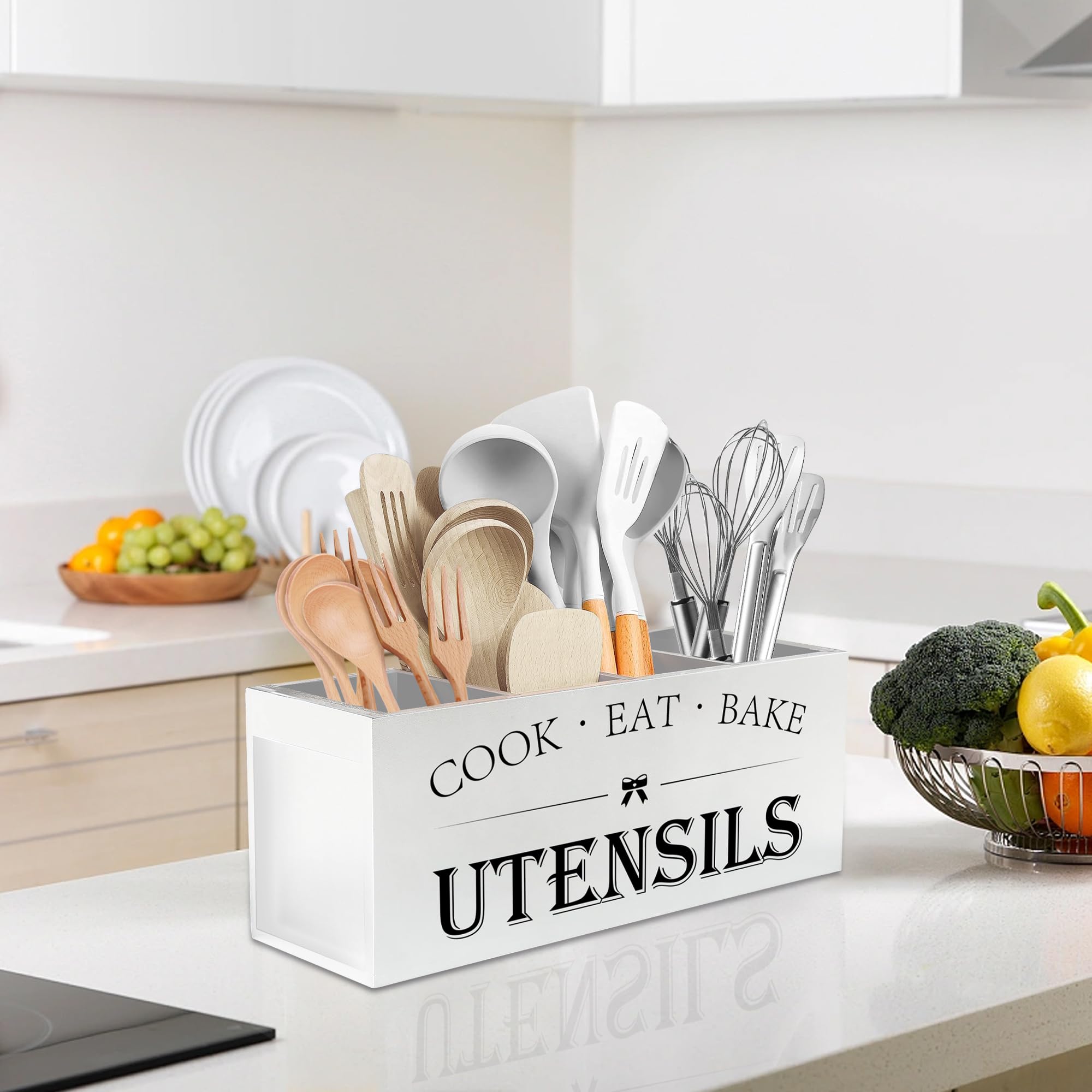 Suli gift-ready white wooden organizer makes a stylish kitchen gift