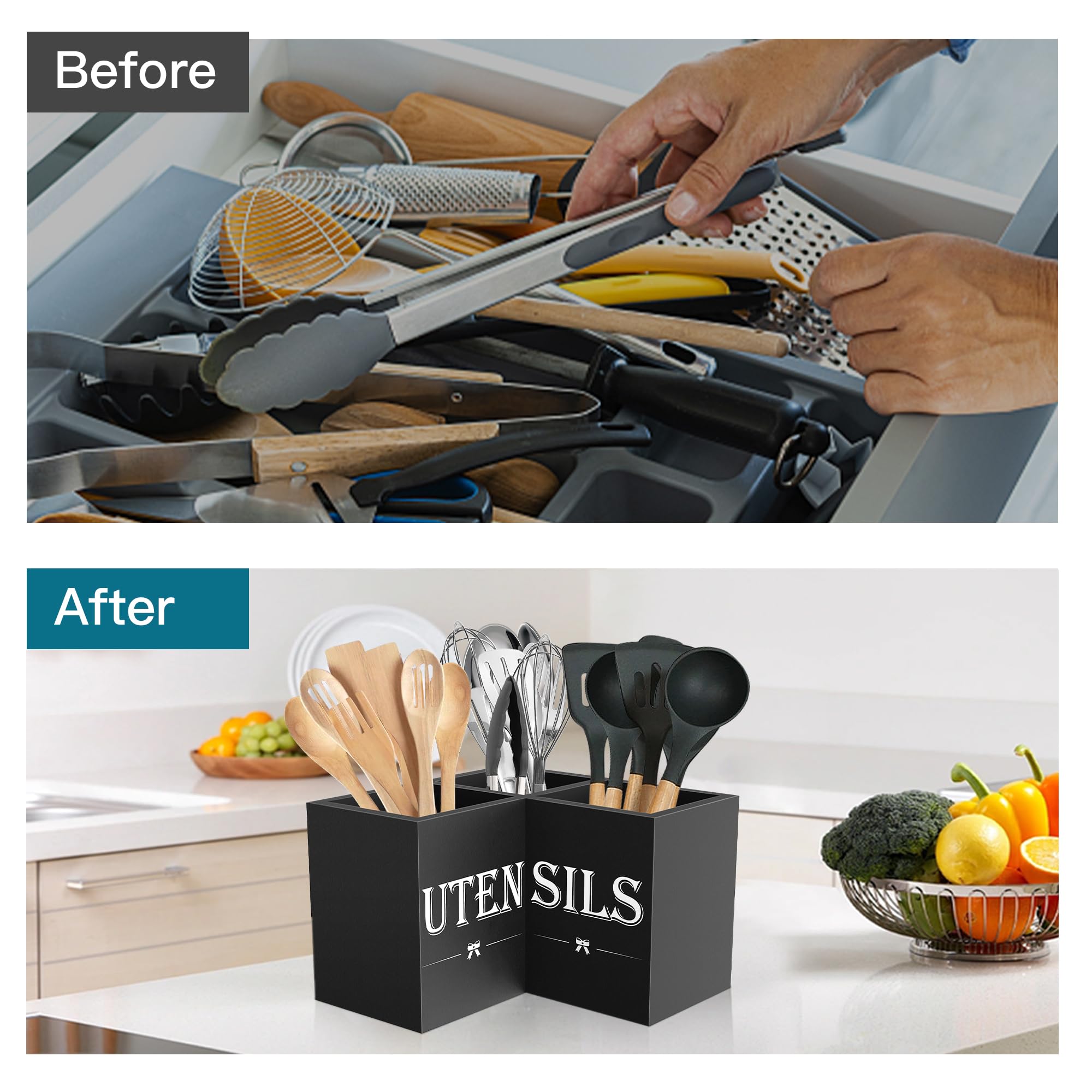 Suli handcrafted kitchen storage box adds natural texture to countertops