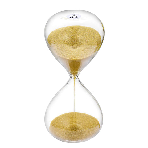 SuLiao hourglass 60-minute gold sand timer on desk, ideal for focus during study sessions.