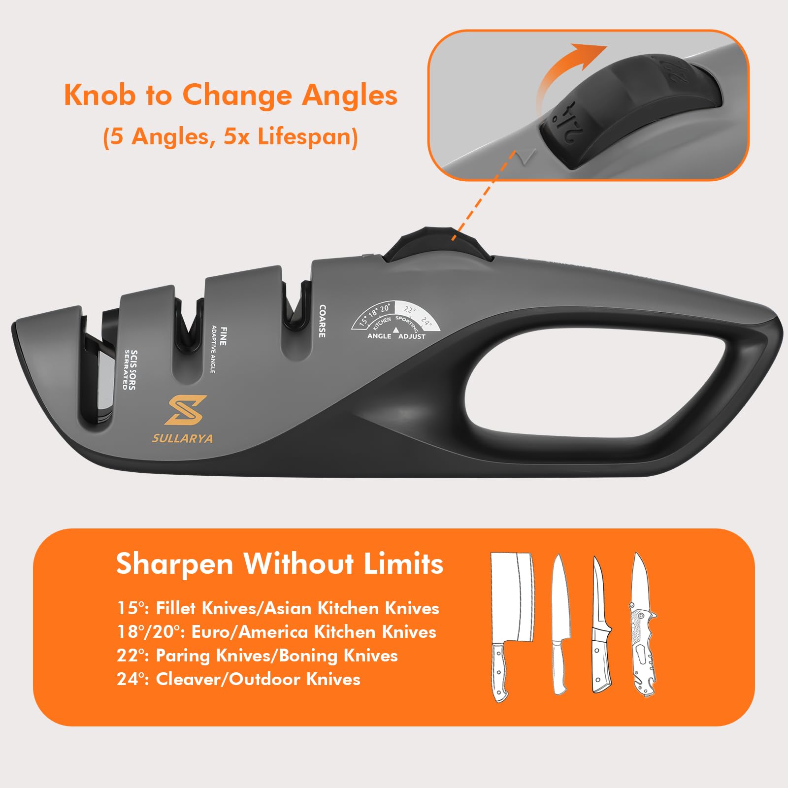 Coarse slot in the SULLARYA kit revives dull blades quickly
